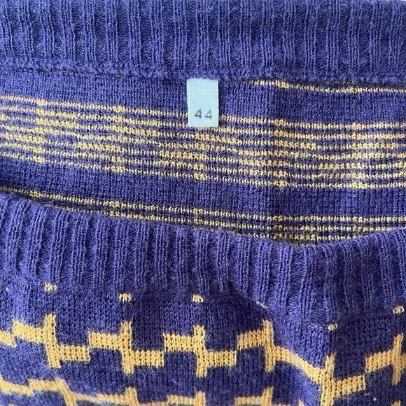 Vintage abstract knit purple and mustard yellow midi pencil skirt 44 - Picture 9 of 13